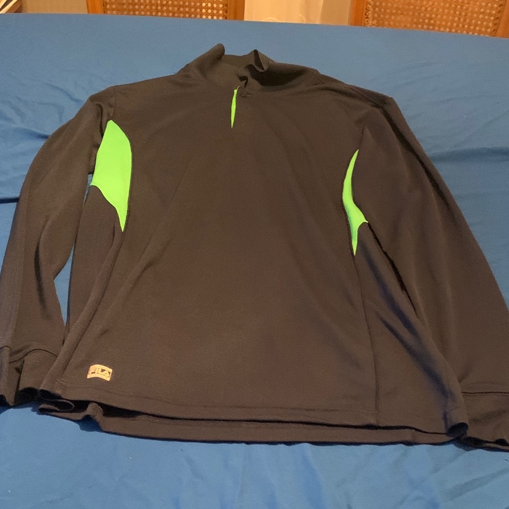 Men's Black and Green Polo Shirt